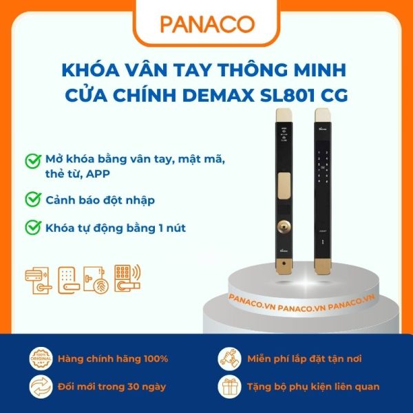 Khóa vân tay thông minh cửa chính Demax SL801 CG