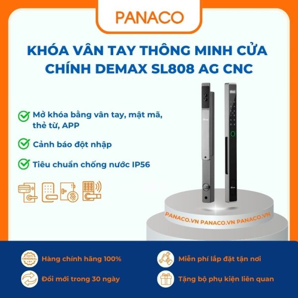 Khóa vân tay thông minh cửa chính Demax SL808 AG CNC
