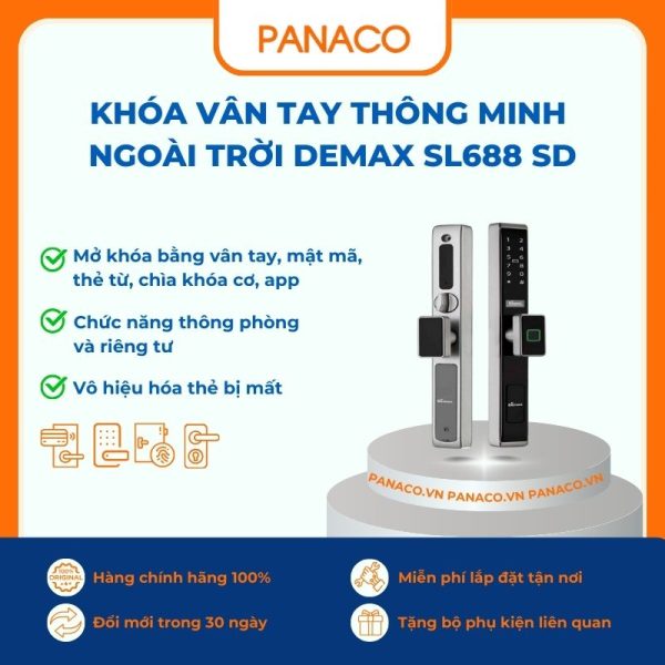 Khóa vân tay thông minh ngoài trời Demax SL688 SD