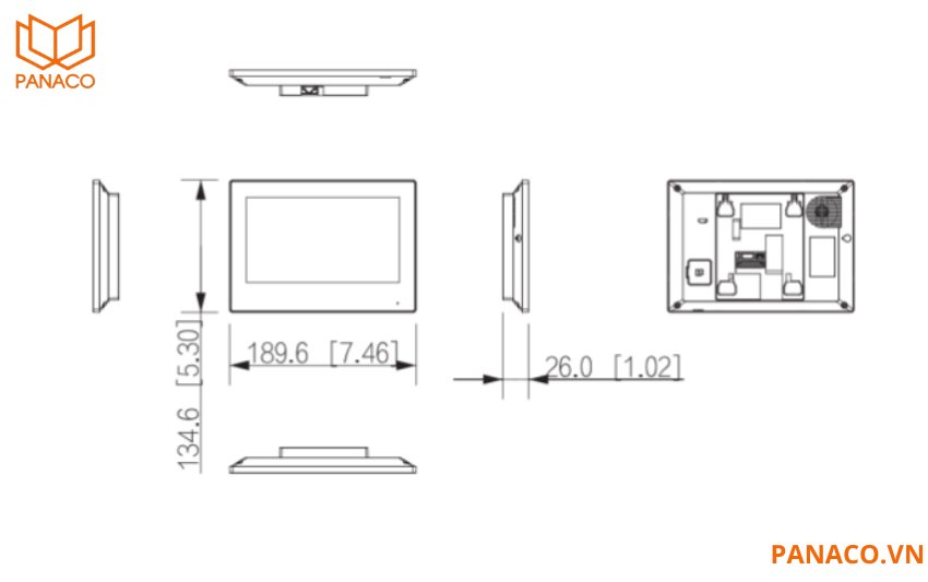 Thiết kế và kích thước thực tế của màn hình Kbvision KX-VDP02HWN có kích thước 7 inch
