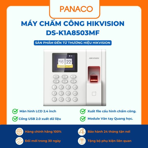 Máy Chấm Công Vân Tay Và Thẻ Từ HIKVISION DS-K1A8503MF