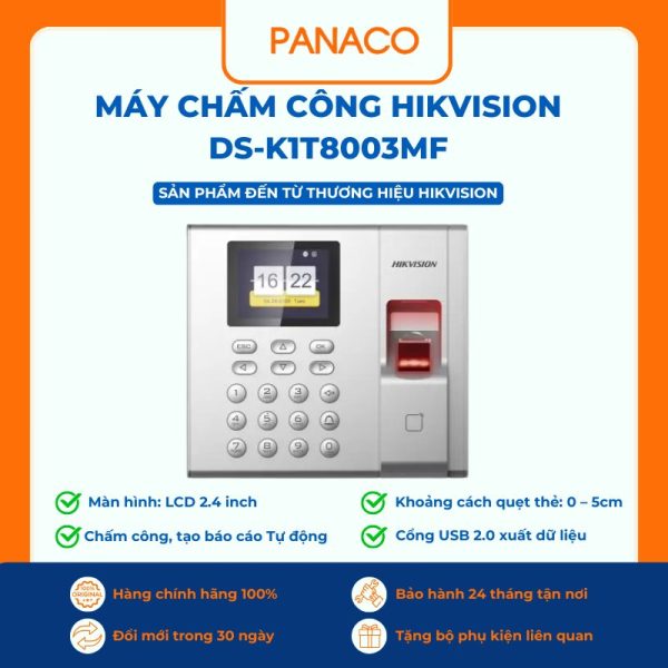 Máy Chấm Công Vân Tay Và Thẻ Từ HIKVISION DS-K1T8003MF