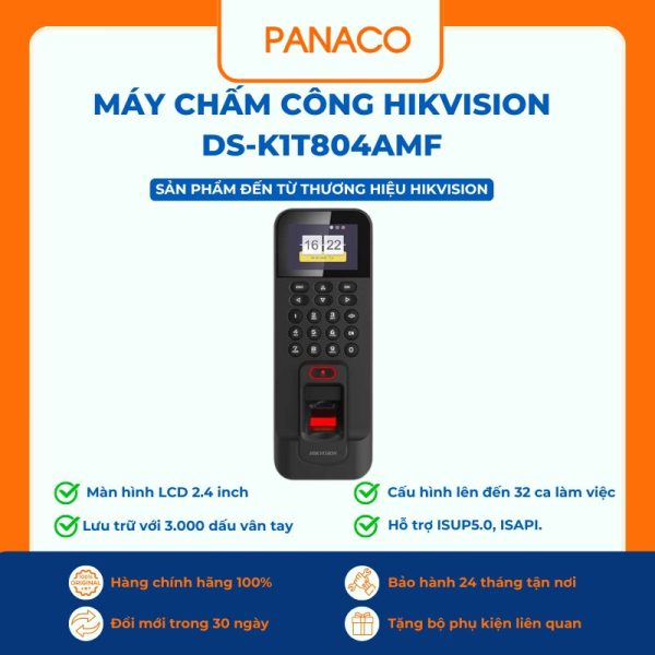 Máy Chấm Công Vân Tay Và Thẻ Từ HIKVISION DS-K1T804AMF