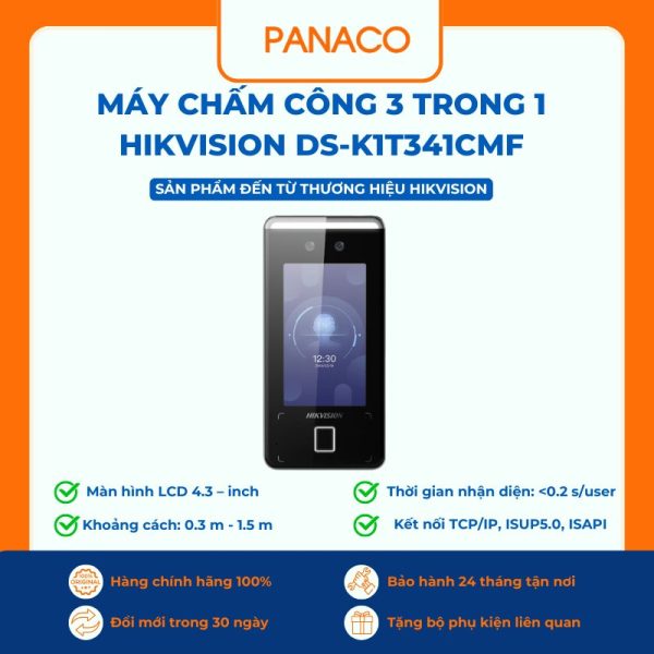 Máy chấm công 3 trong 1 HIKVISION DS-K1T341CMF