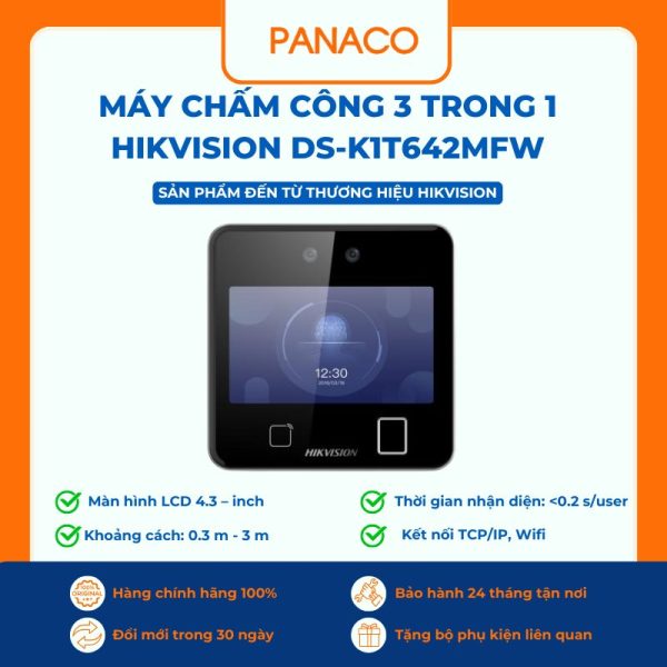 Máy chấm công 3 trong 1 HIKVISION DS-K1T642MFW