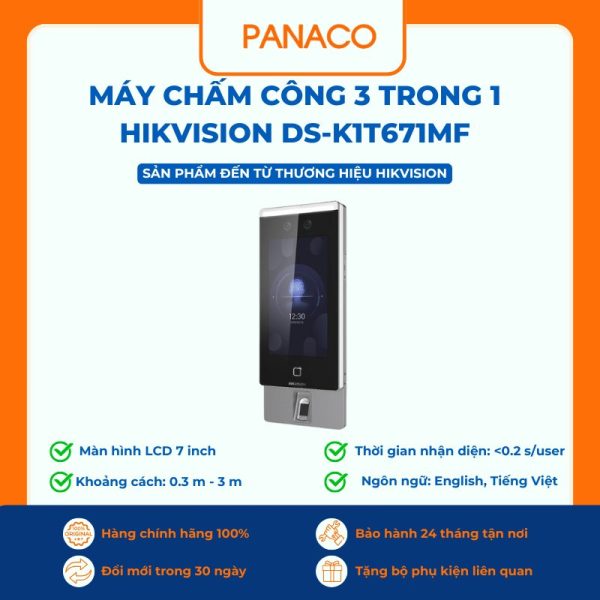 Máy chấm công 3 trong 1 HIKVISION DS-K1T671MF