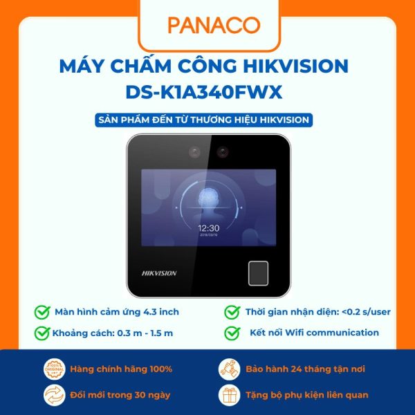 Máy chấm công nhận diên khuôn mặt HIKVISION DS-K1A340FWX