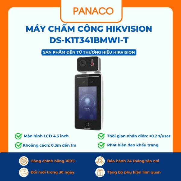 Máy chấm công nhận diên khuôn mặt HIKVISION DS-K1T341BMWI-T