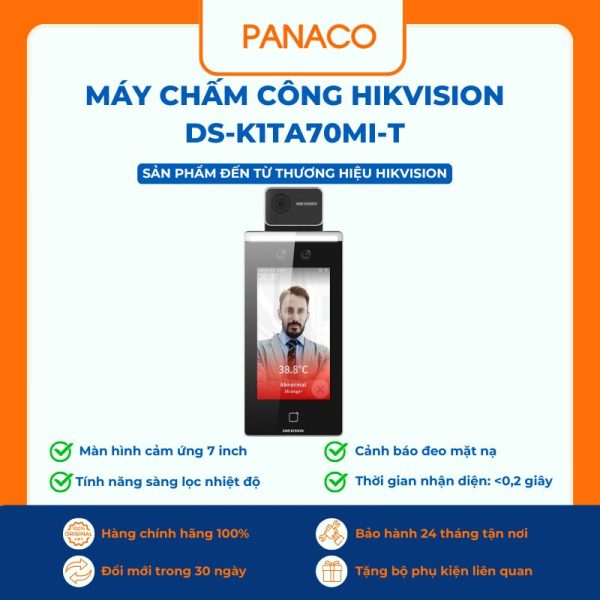 Máy chấm công nhận diên khuôn mặt HIKVISION DS-K1TA70MI-T