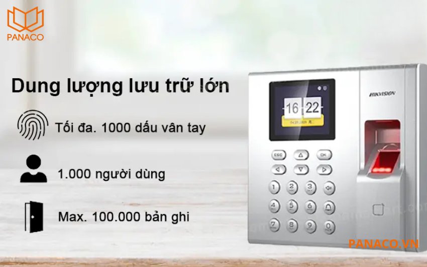 Máy chấm công DS-K1A8503F lưu trữ 1000 vân tay phù hợp doanh nghiệp vừa và nhỏ 