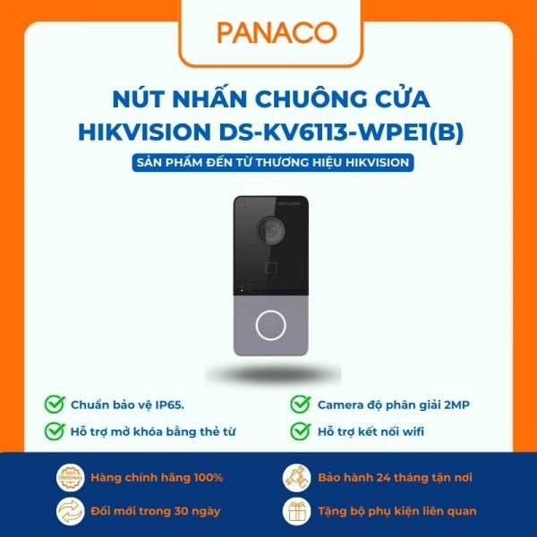 Nút nhấn chuông cửa màn hình HIKVISION DS-KV6113-WPE1(B)