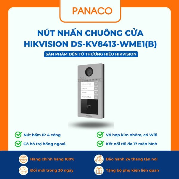 Nút nhấn chuông cửa màn hình HIKVISION DS-KV8413-WME1(B)