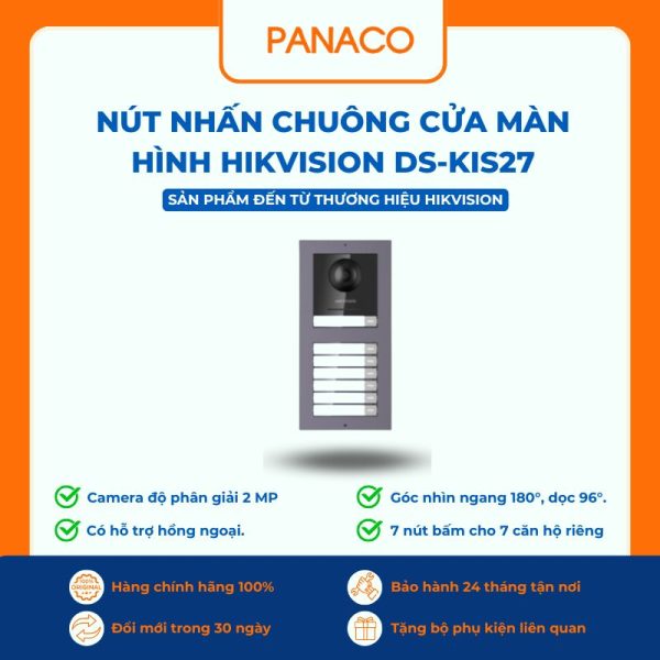Nút nhấn chuông cửa màn hình HIKVISION DS-KIS27
