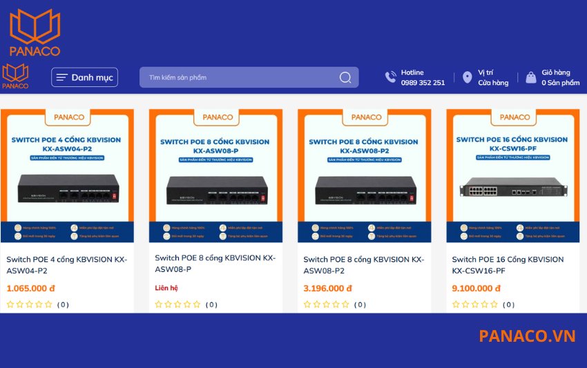 Panaco bán switch POE Kbvision đa dạng cổng