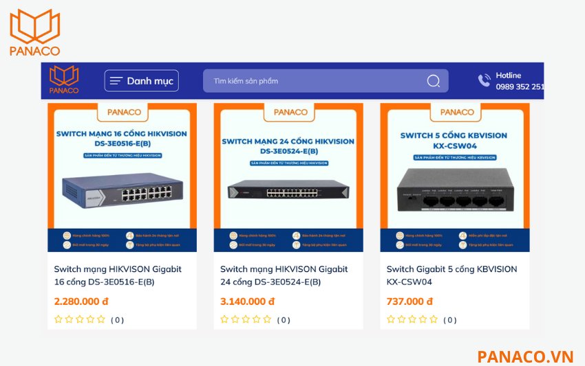 Panaco bán switch mạng có mức giá rẻ nhất thị trường
