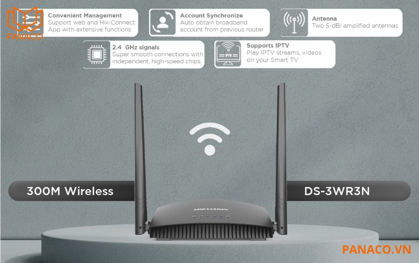 Router DS-3WR3N hoạt động trên băng tần 2.4GHz