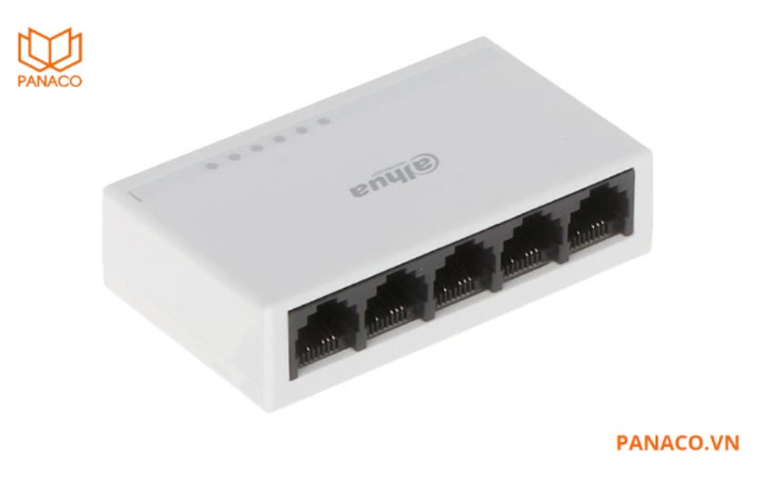 DH-PFS3005-5ET-L trang bị 5 cổng Fast Ethernet, đáp ứng nhu cầu kết nối của nhiều thiết bị mạng như camera IP, máy tính và các thiết bị IoT