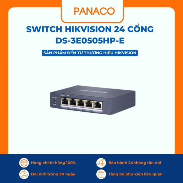 Switch Hi-POE HIKVISION 24 cổng Gigabit 1000Mbps DS-3E0505HP-E