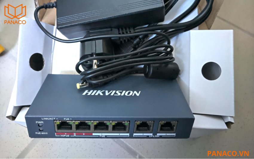 Switch Hi-POE hikvision 4 Port 2 cổng Uplink DS-3E0106HP-E