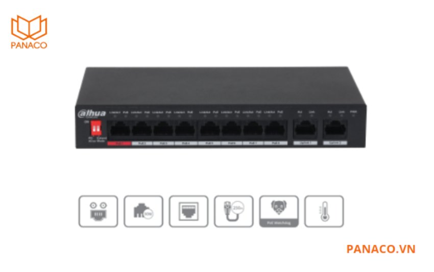 Switch POE 8 port Dahua DH-PFS3010-8ET-96
