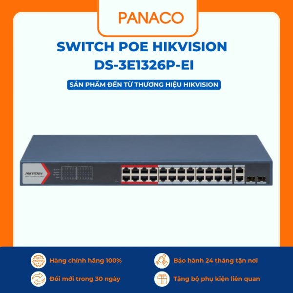 Switch POE HIKVISION 24 cổng thông minh DS-3E1326P-EI