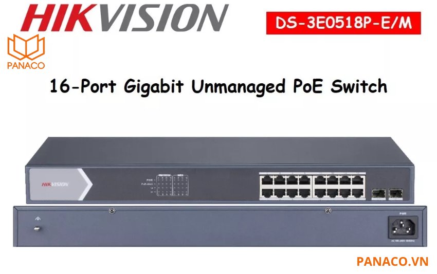 Switch POE hikvision 16 cổng Gigabit 1000Mbps DS-3E0518P-E/M