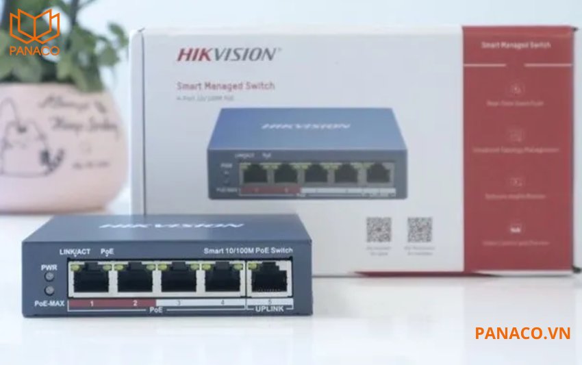 Switch POE hikvision 4 cổng thông minh DS-3E1105P-EI