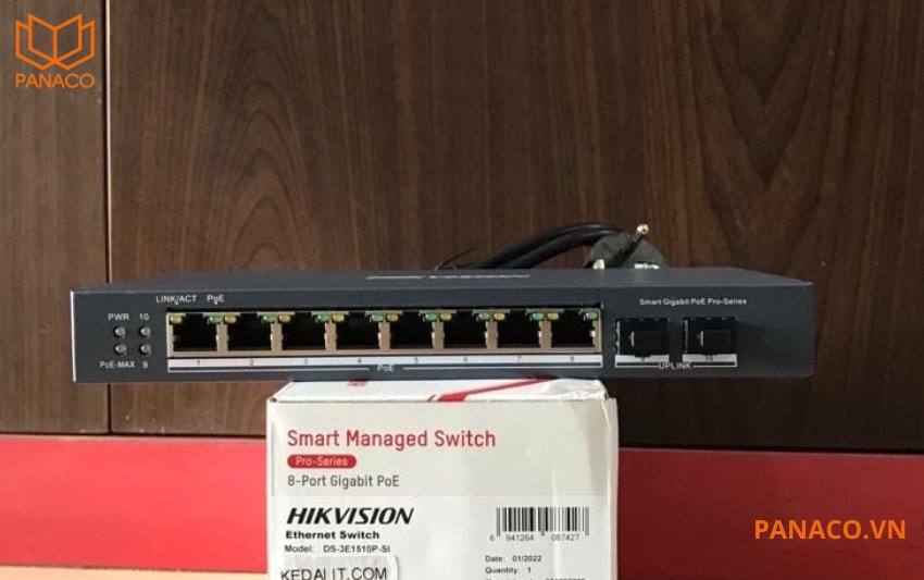 Switch POE hikvision 8 cổng Gigabit 1000Mbps DS-3E1510P-SI