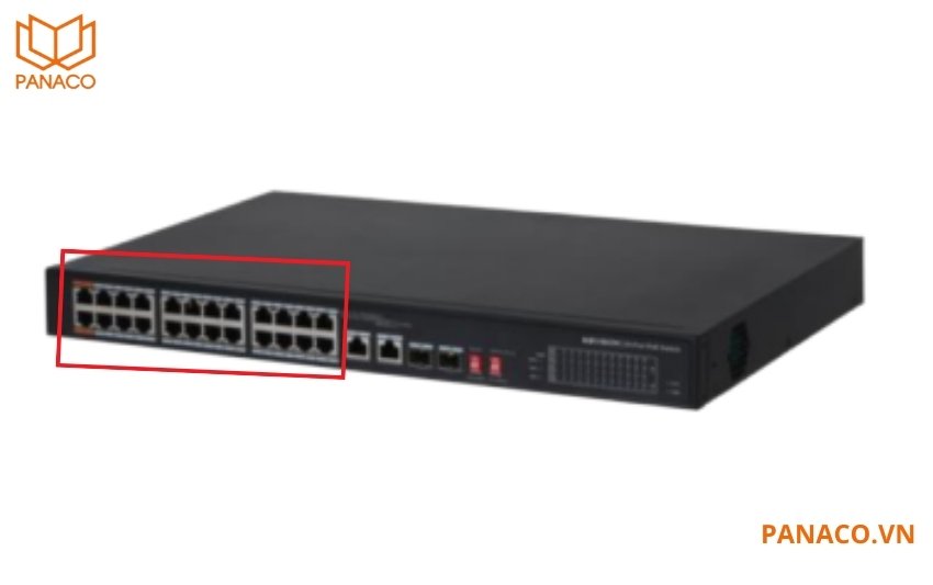 Switch PoE KX-CSW24-PFL thiết kế với 24 cổng PoE tốc độ 10/100Mbps