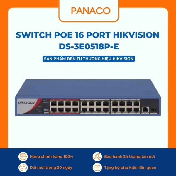 Switch Poe 16 Port Hikvision DS-3E0518P-E