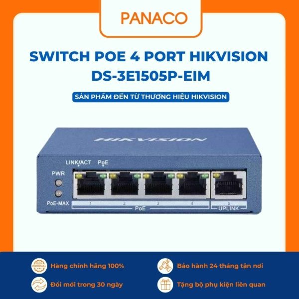 Switch Poe 4 Port Hikvision DS-3E1505P-EI/M