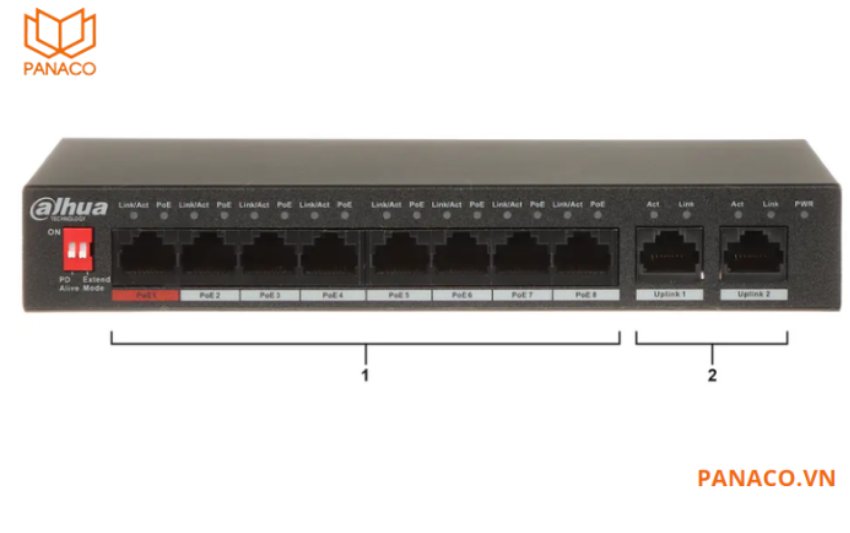 Switch PoE Dahua DH-PFS3010-8ET-96 có 8 cổng