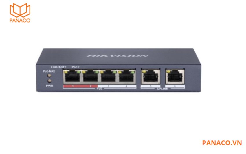 DS-3E0106P-E/M thiết kế 4 cổng PoE và 2 cổng uplink , giúp kết nối đồng thời nhiều thiết bị mà tốc độ truyền tải dữ liệu vẫn mượt mà