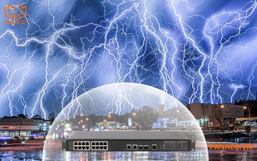 Switch được trang bị tính năng chống sét lên đến 4KV