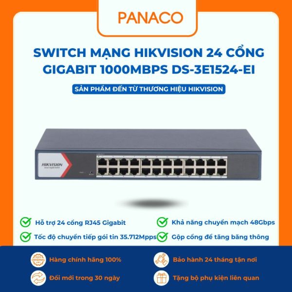 Switch mạng HIKVISION 24 cổng Gigabit 1000Mbps DS-3E1524-EI