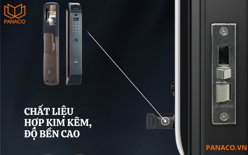 Thân khóa được chế tạo từ hợp kim kẽm cao cấp kết hợp với thép không gỉ SUS 304, khóa có khả năng chống ăn mòn tối ưu