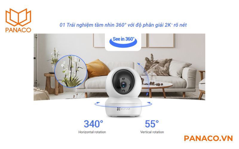 Tính năng xoay 360 nổi bật camera wifi không dây Ezviz