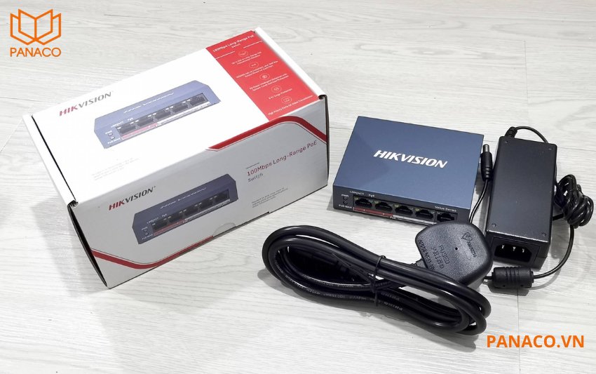 Trọn bộ switch POE hikvision 4 cổng Gigabit 1000Mbps DS-3E0505P-E/M