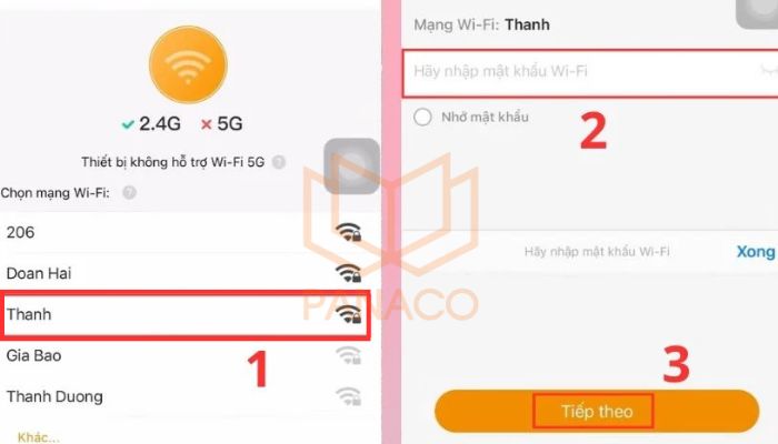 Chọn đúng tên wifi và nhập chính xác mật khẩu để kết nối