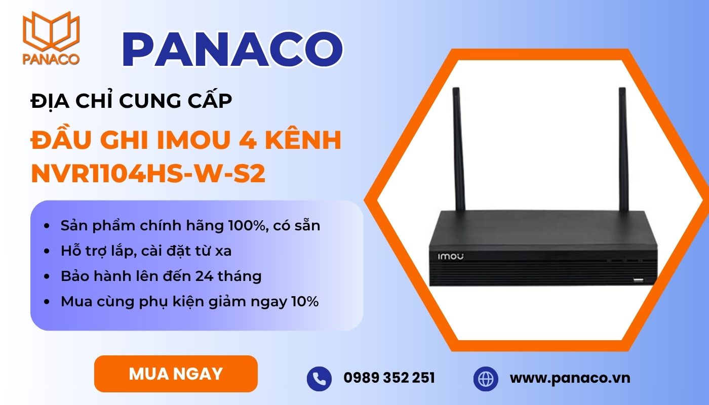 Mua đầu ghi Imou 4 kênh Wireless NVR1104HS-W-S2 chính hãng tại PANACO