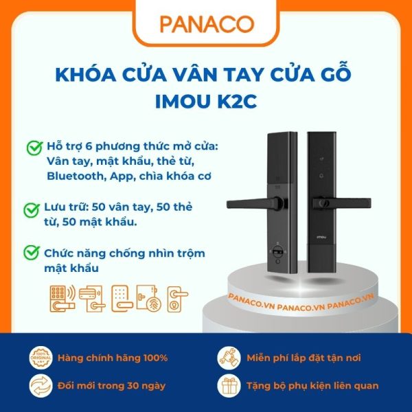 Khóa cửa vân tay cửa gỗ Imou K2C