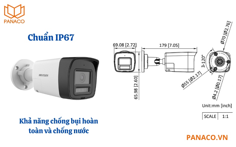 Camera được thiết kế với tiêu chuẩn IP67 và kích thước nhỏ gọn