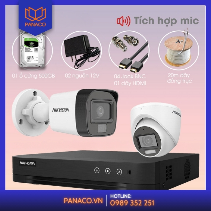 Lắp bộ 2 camera Hikvision