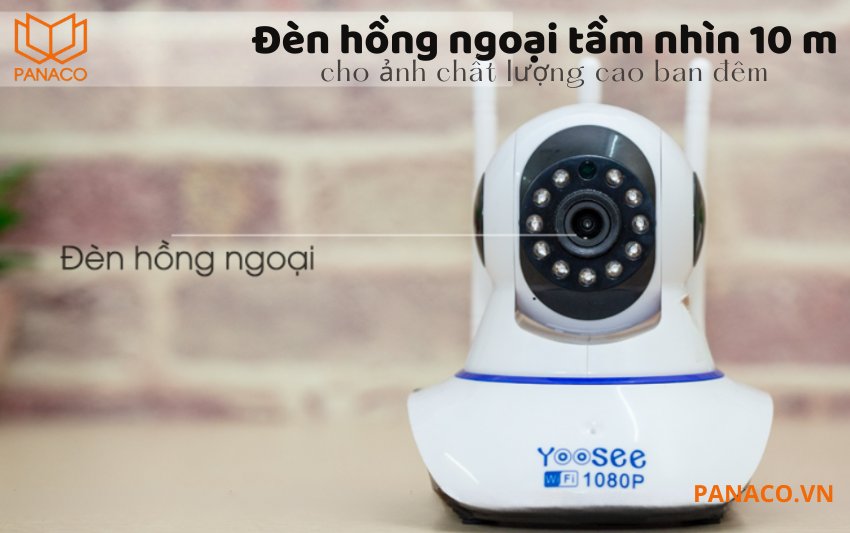 Camera Yoosee 3 râu tích hợp đèn hồng ngoại với tầm nhìn ban đêm lên tới 10 mét