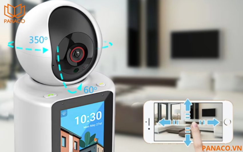 Camera có khả năng xoay ngang lên đến 350 độ và dọc 60 độ