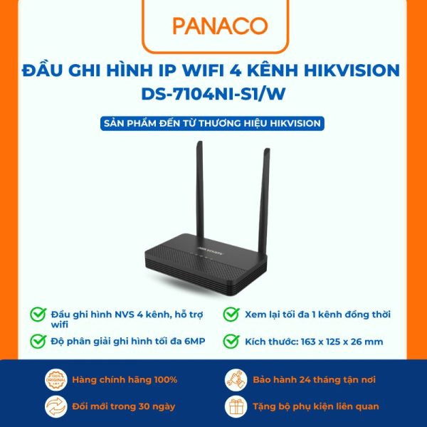 Đầu ghi hình Wifi 4 kênh Hikvision DS-7104NI-S1/W