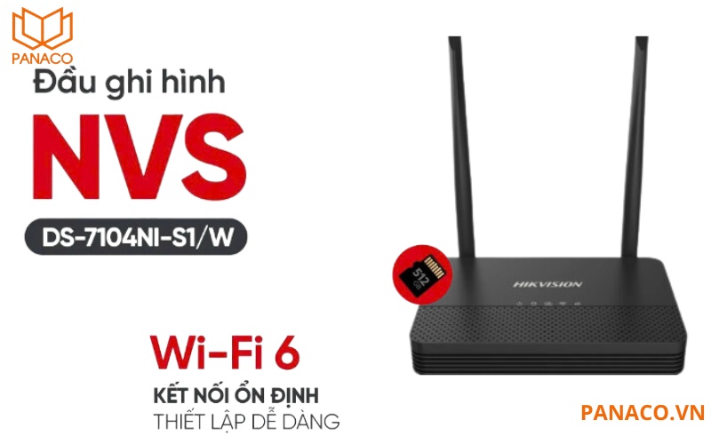 Bộ KIT Hikvision NVR DS-7104NI-S1/W hỗ trợ khe cắm thẻ nhớ lên đến 512GB