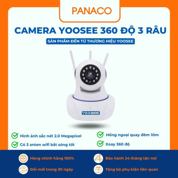 Camera Yoosee 2.0 MP 3 râu xoay 360 độ