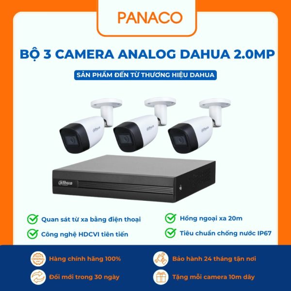 Bộ camera Dahua 3 mắt 2MP