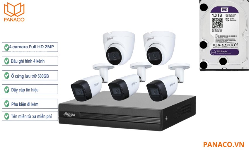 trọn bộ 5 mắt camera dahua bao gồm những gì?